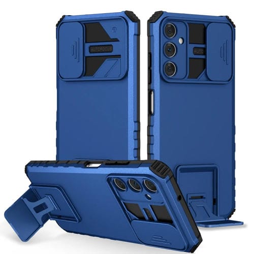 Funda para Teléfono Samsung Galaxy A05S con Soporte Estereoscópico y Escudo de Levas Deslizante (Azul)