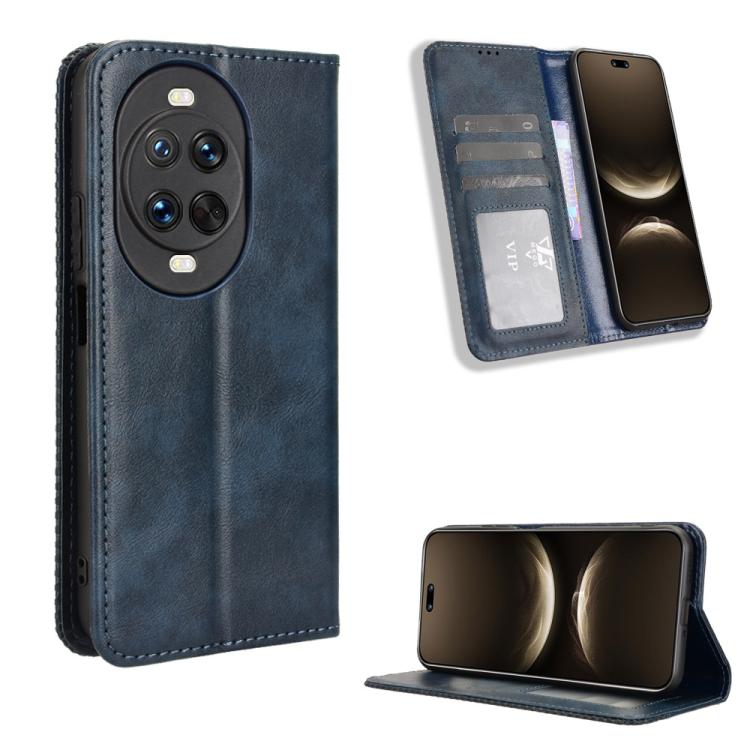 Funda de cuero con textura retro y hebilla magnética para Huawei Nova 14 5G (azul)