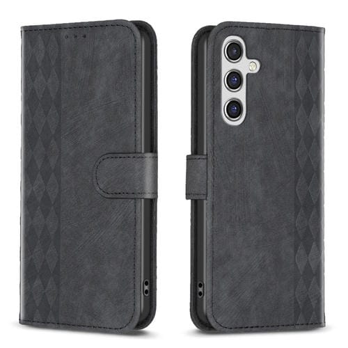 Funda para Samsung Galaxy A35 Cuero Relieve a Cuadros (Negro)