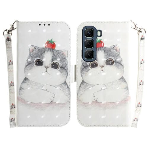 Funda de Cuero con Tapa Horizontal para Infinix Hot 50 5G (Lindo Gato) (Color 3D)