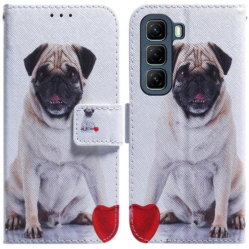 Funda de Cuero con Tapa para Infinix Hot 50 5G con Dibujo Colorido (Pug)