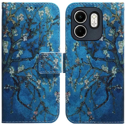 Funda de Cuero con Tapa y Dibujo a Color para Infinix Hot 50I Smart 9 (Albaricoque)