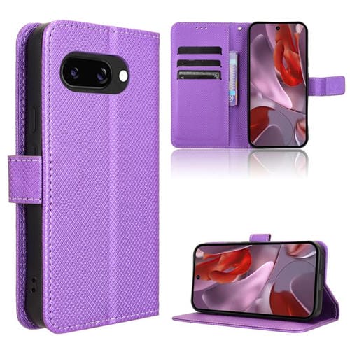 Funda de Cuero con Textura de Diamante para Google Pixel 9A (Morado)