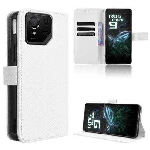 Funda de Cuero con Textura de Diamante para Asus Rog Phone 9/9 Pro (Blanca)