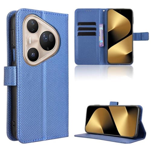 Funda de cuero con textura de diamante para Huawei Pura 80 Pro 5G / 80 Pro+ 5G (azul)