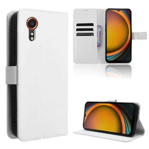 Funda para Samsung Galaxy Xcover 7 Cuero Textura de Diamante (Blanco)