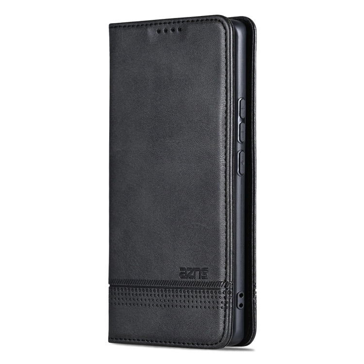 Funda de Cuero Azns con Tapa Magnética y Textura de Piel de Becerro para Huawei Nova 13 Pro (Negra)