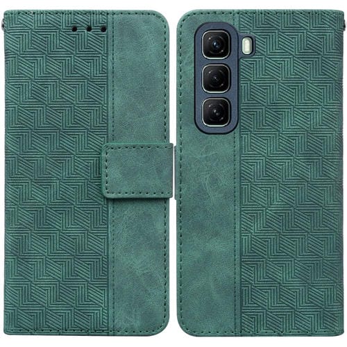Funda de Cuero con Relieve Geométrico para Infinix Hot 50 5G (Verde)