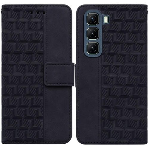 Funda para Infinix Hot 50 5G Geométrico en Relieve Caja de Cuero (Negro)