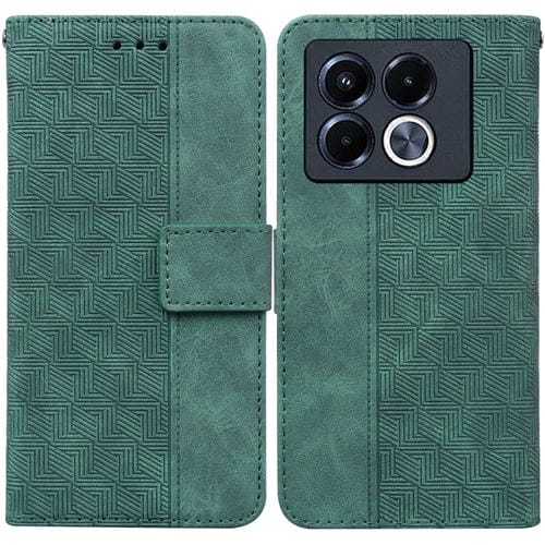 Funda de Cuero con Relieve Geométrico para Infinix Note 40 5G (Verde)