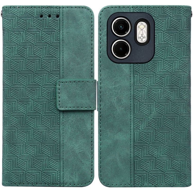 Funda de Cuero con Relieve Geométrico para Teléfono Infinix Hot 50I Smart 9 (Verde)