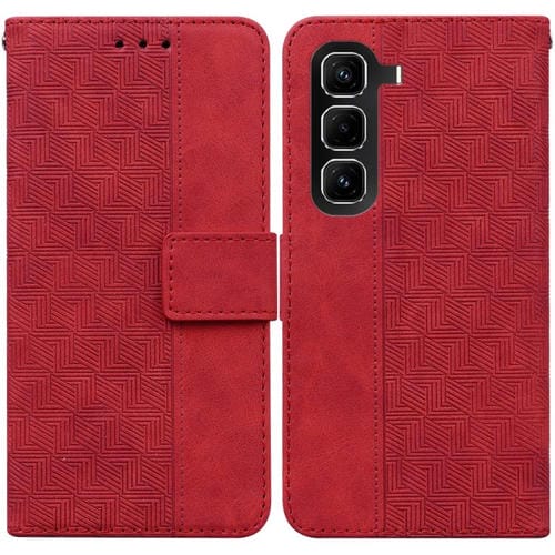 Funda de cuero con relieve geométrico para Infinix Hot 50 Pro 4G (roja)