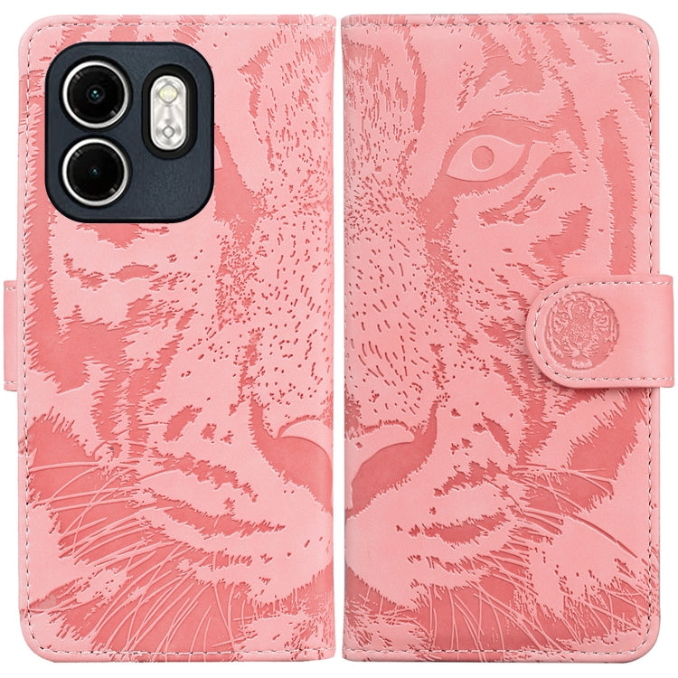 Funda de Cuero con Tapa y Estampado de Tigre para Infinix Hot 50I Smart 9 (Rosa)
