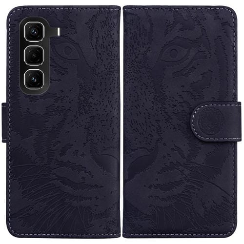 Funda de cuero con tapa y estampado de tigre para Infinix Hot 50 Pro+ 4G (negra)