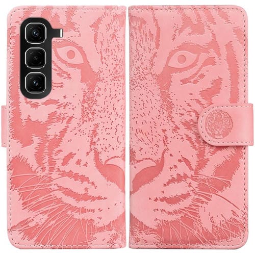 Funda de cuero con tapa y estampado de tigre para Infinix Hot 50 Pro+ 4G (rosa)