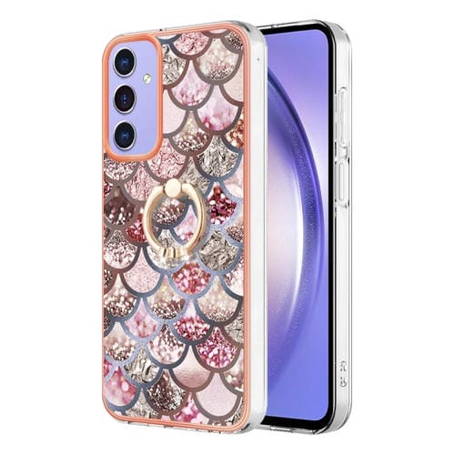 Caja de Teléfono Samsung Galaxy A15 5G Imd TPU con Galvanoplastia con Anillo (Escamas Rosadas)