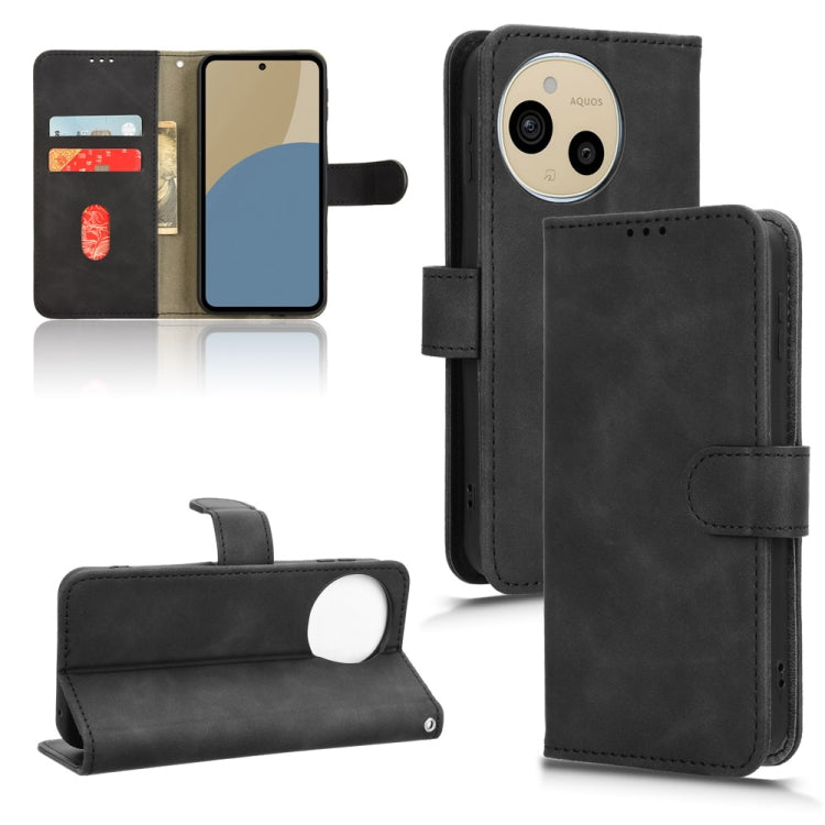 Funda de Cuero para Sharp Aquos Sense9 con Tapa Magnética y Tacto Agradable (Negro)