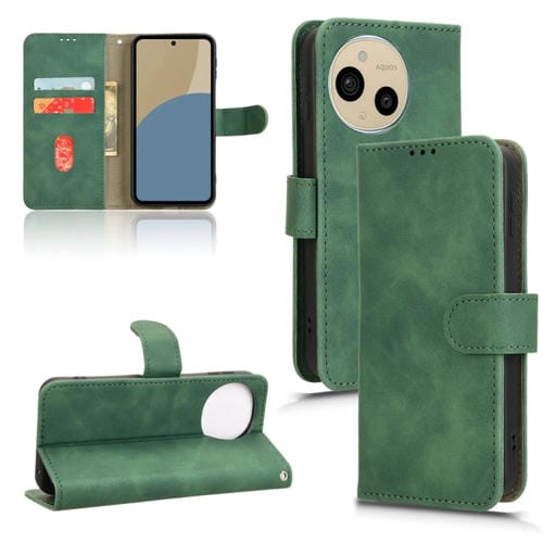 Funda de Cuero con Tapa Magnética para Sharp Aquos Sense9 (Verde)