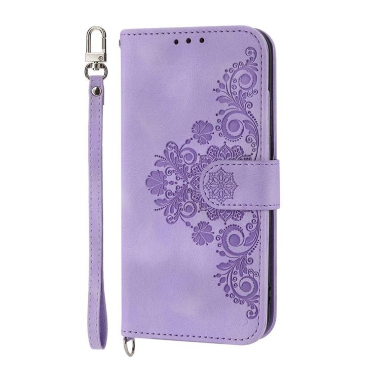 Funda de piel con relieve floral para Huawei Nova 14 Ultra (morado)