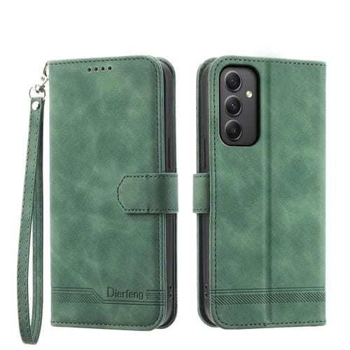 Funda para Samsung Galaxy A35 Dierfeng Dream Line TPU y Cuero PU (Verde)