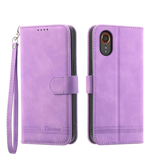 Funda para Samsung Galaxy Xcover 7 Dierfeng Dream Line TPU y Cuero PU (Púrpura)