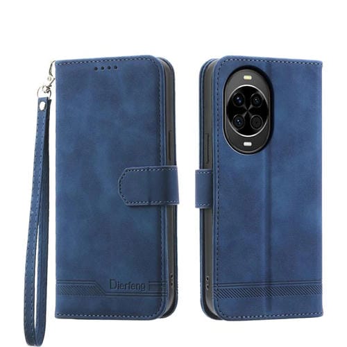 Funda híbrida de TPU y cuero sintético Dierfeng Dream Line para Huawei nova 14 (azul)