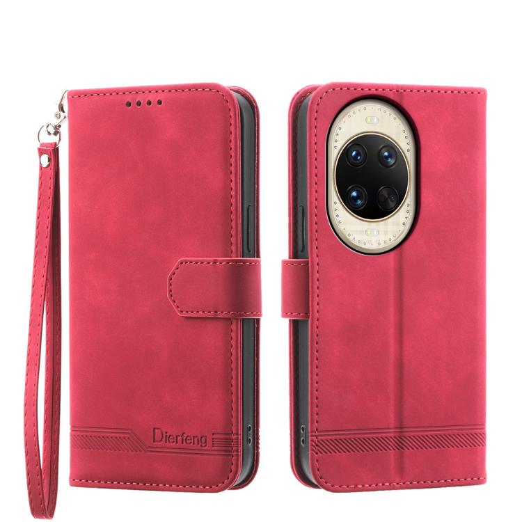 Funda híbrida de TPU y cuero sintético Dierfeng Dream Line para Huawei nova 14 Ultra (roja)