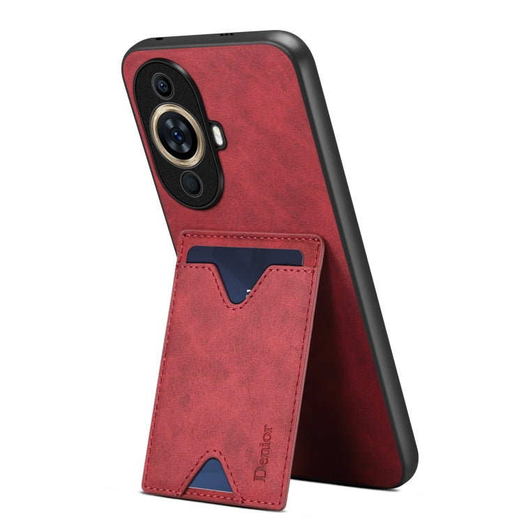 Funda para Huawei Nova 11 Pro y 11 Ultra Denior PU Contraportada con Ranura para Tarjeta (Rojo)