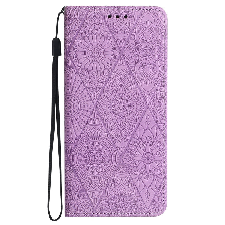 Estuche de teléfono Samsung Galaxy A23 Cuero Adsorción en Relieve Étnico (Púrpura)