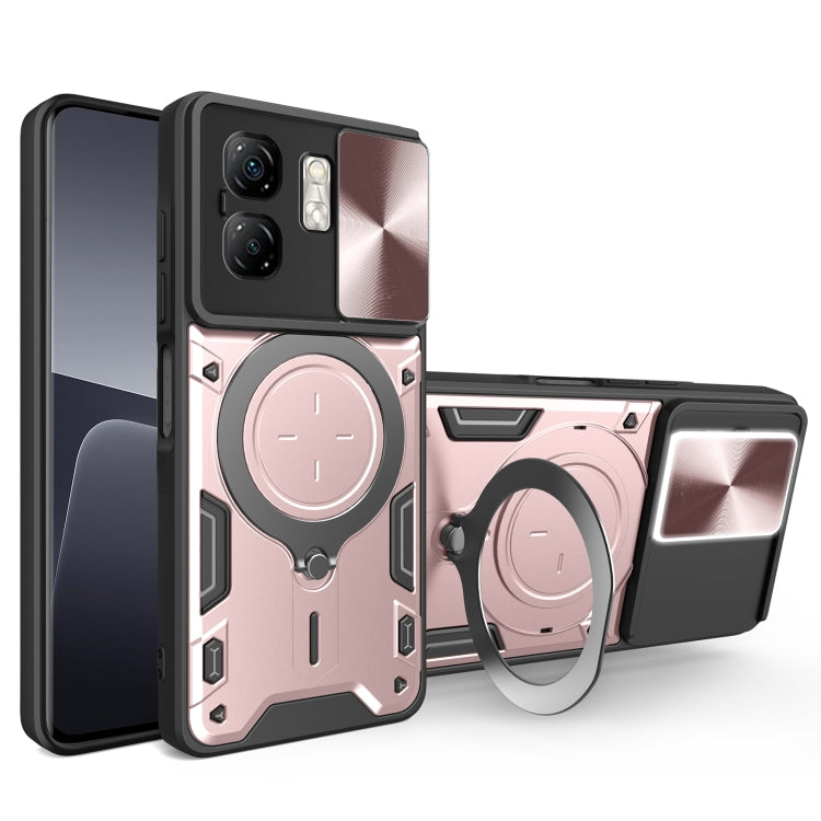 Funda para Teléfono Infinix Smart 9 Hot 50I con Soporte Magnético Deslizante y Textura Cd (Rosa)