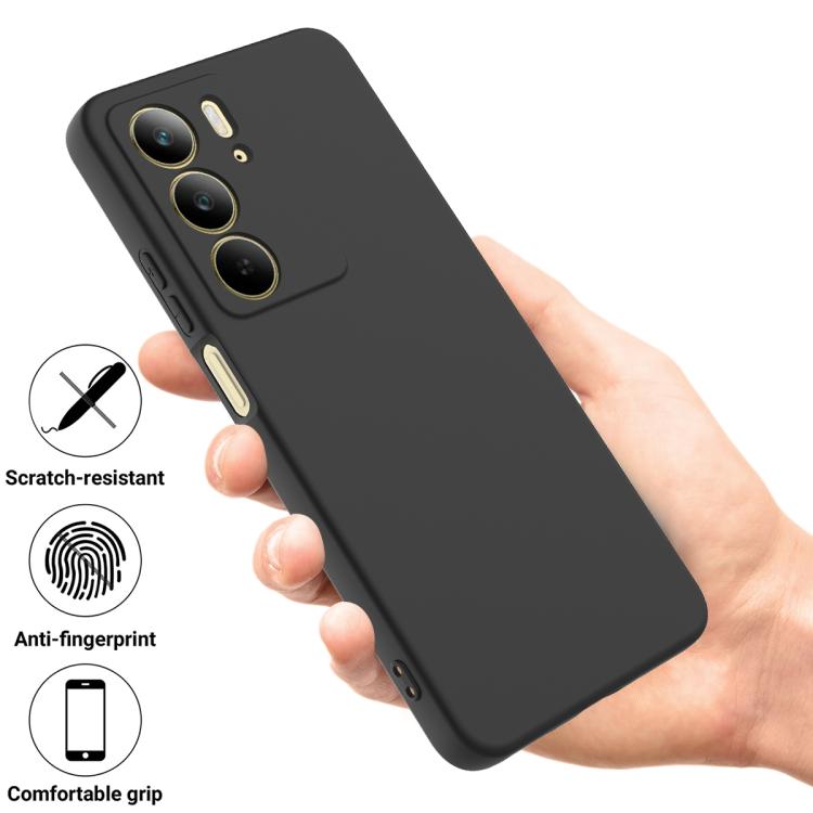 Funda de Silicona Líquida a Prueba de Golpes para Realme C75X (Color Puro, Negra)