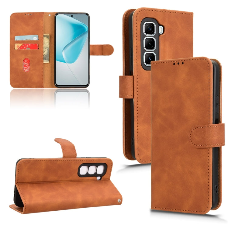 Funda de Cuero para Infinix Hot 50 Pro+ con Tapa Magnética y Tacto Agradable (Marrón)