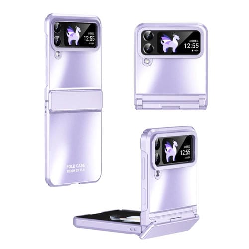 Estuche para Teléfono Samsung Galaxy Z Flip3 5G Galvanoplastia Todo Incluido con Bisagra (Púrpura)