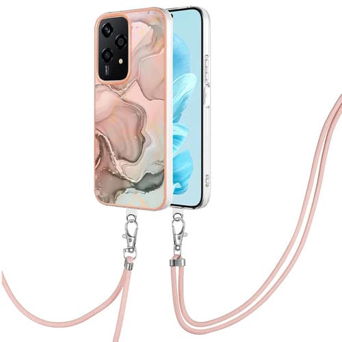 Estuche para Teléfono Honor 200 Lite con IMD Doble Cara Galvanoplastia Global y Cordón (Oro Rosa)