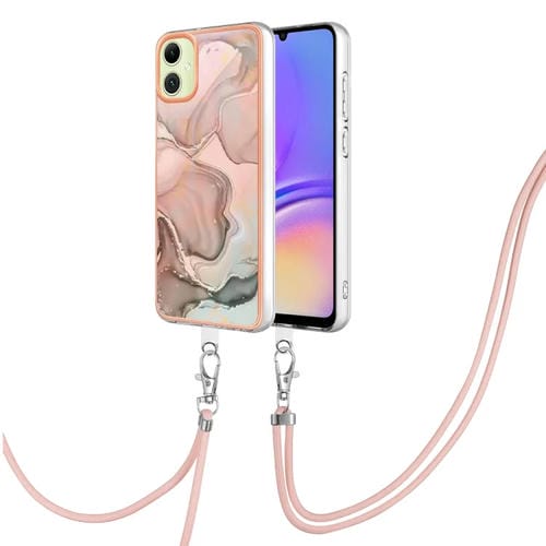 Estuche para Teléfono Samsung Galaxy A05 Imd Doble Cara Mármol Galvanizado con Cordón (Oro Rosa)