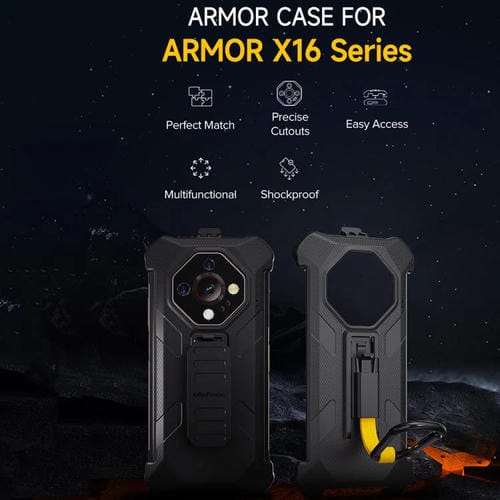 Funda trasera con clip y mosquetón para Ulefone Armor X16/X16 Pro (negra)