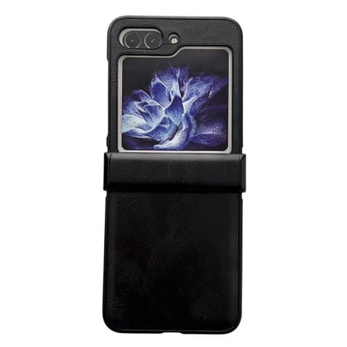 Para Samsung Galaxy Z Flip5 Crazy Horse Texture Bisagra Funda protectora para teléfono a prueba de golpes (Negro)