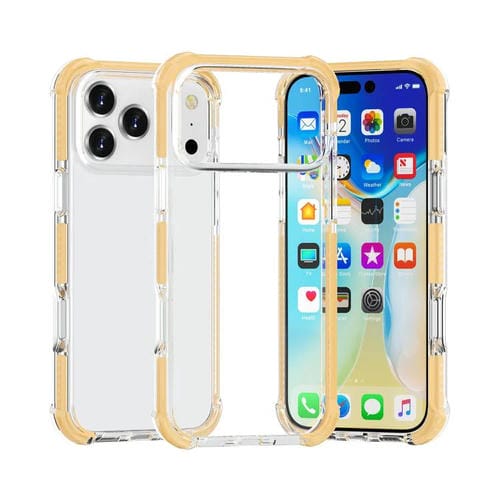 Funda híbrida de acrílico TPU a prueba de golpes con cuatro esquinas para iPhone 17 Pro Max (dorada)
