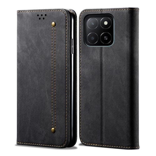 Funda de Cuero con Tapa y Textura Vaquera para Honor X8C 4G (Negra)