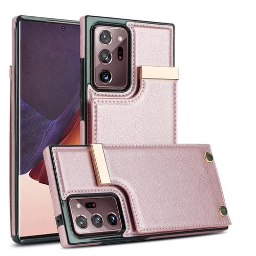 Funda para Samsung Galaxy Note20 Ultra Metal Hebilla Ranuras para Tarjetas (Oro Rosa)