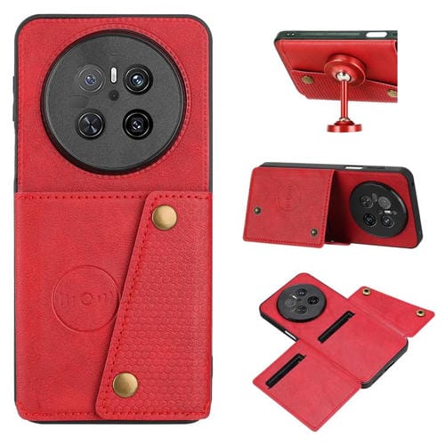 Funda Magnética para Huawei Mate 70 con Ranuras para Tarjetas y Doble Hebilla (Rojo)