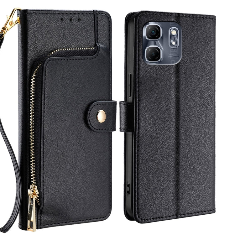 Funda de Cuero con Cremallera para Teléfono Infinix Hot 50I 4G (Negra)