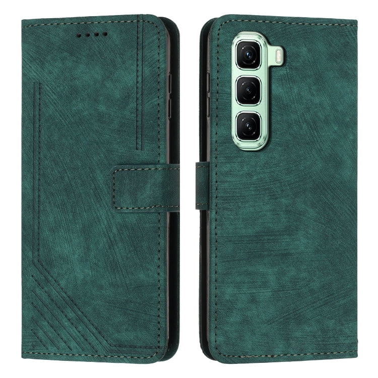 Funda de Cuero con Diseño de Rayas y Tacto Sedoso para Infinix Hot 50 Pro+ 4G (Verde)