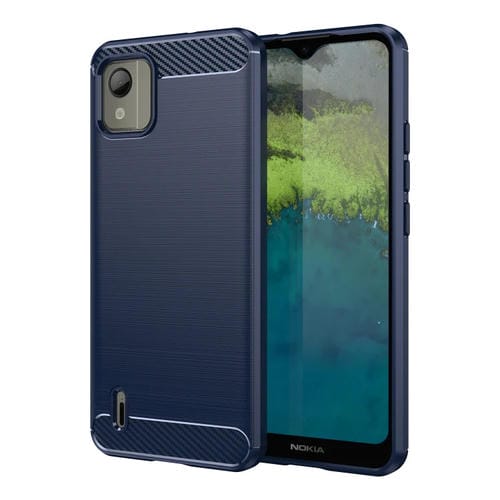 Funda TPU Fibra de Carbono para Nokia C110 con Textura Cepillada (Azul)