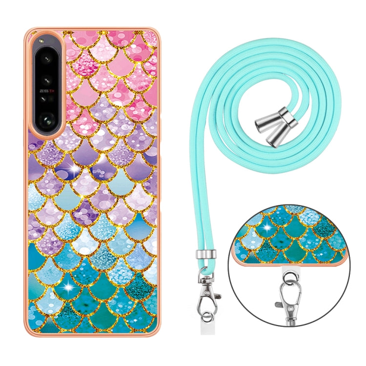 Funda TPU para Sony Xperia 1 IV con Galvanoplastia IMD y Cordón (Escamas de Colores)