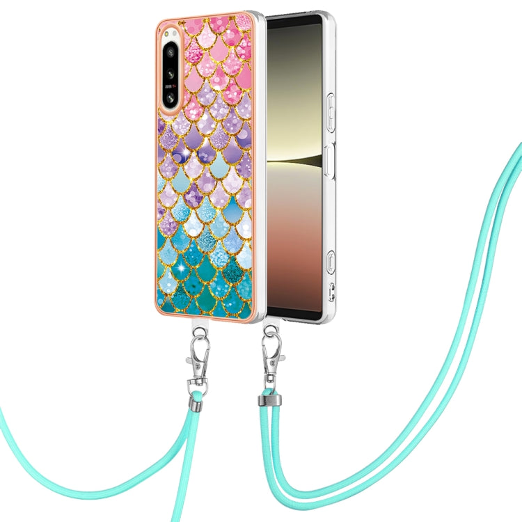Funda TPU para Sony Xperia 5 IV con Galvanoplastia IMD y Cordón (Escamas de Colores)