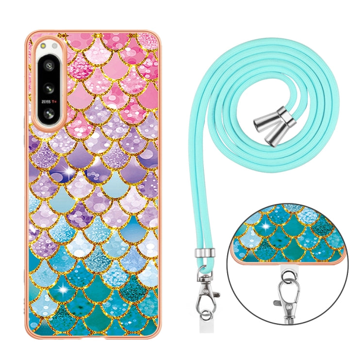 Funda TPU para Sony Xperia 5 IV con Galvanoplastia IMD y Cordón (Escamas de Colores)