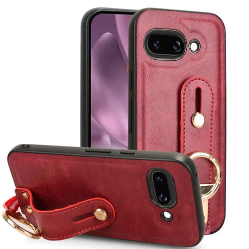 Funda de Cuero con Correa para la Muñeca para Google Pixel 9A (Rojo)
