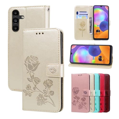 Funda para Teléfono Samsung Galaxy A05S Cuero Pu con Tapa en Relieve (Dorado)