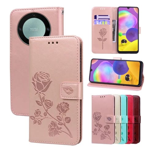 Funda para Teléfono Samsung Galaxy A35 Cuero PU con Tapa en Relieve (Oro Rosa)